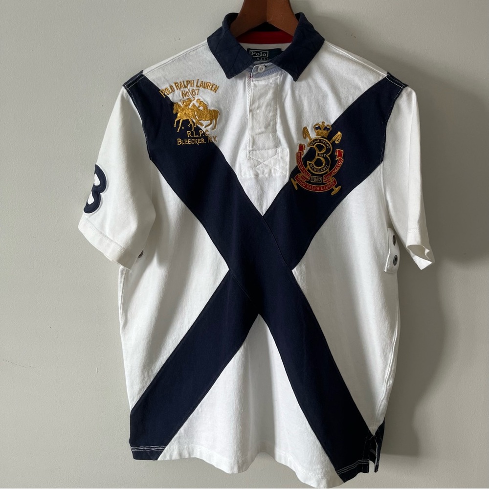 Ralph Lauren Navy and White Men's Polo Shirt